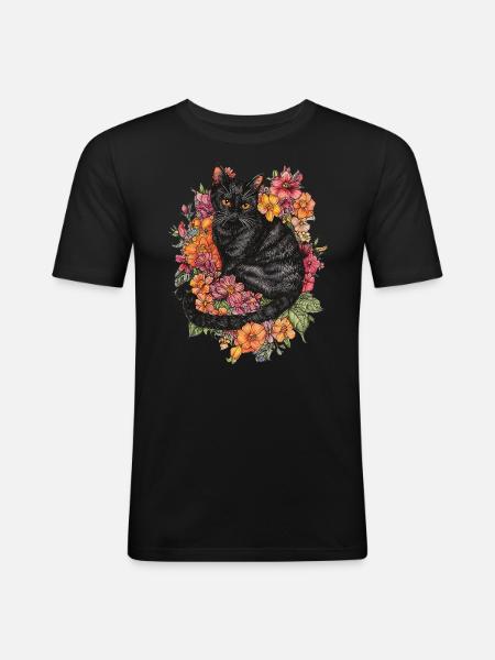 Fleurs de chat - T-shirt près du corps Homme - noir