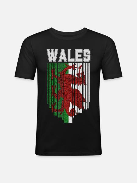 Flag of Wales, Welsh pride - Men's Slim Fit T-Shirt - black