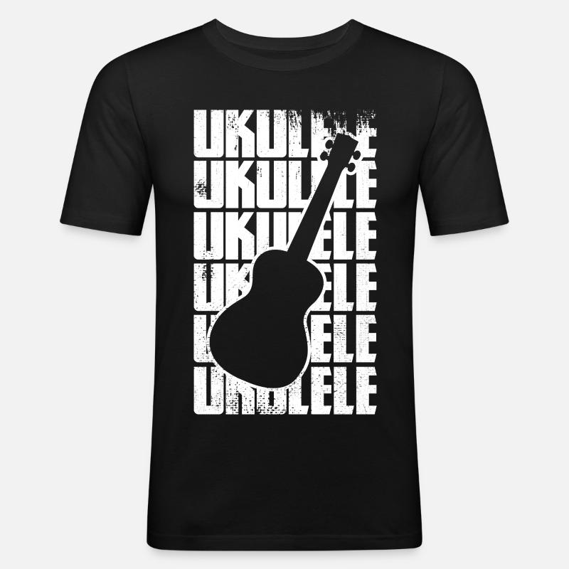 Lustige Ukulele - Männer Slim Fit T-Shirt - Schwarz