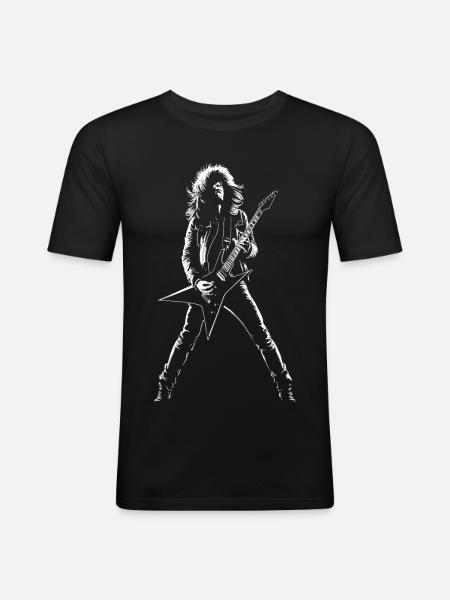 Gitarrist Mann spielt E-Gitarre Druck - Männer Slim Fit T-Shirt - Schwarz