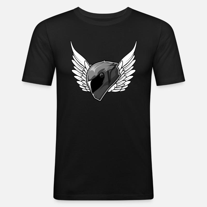 motorradhelm biker motorradfahrer - Männer Slim Fit T-Shirt - Schwarz