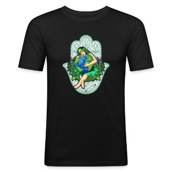 Mère Terre, Gaïa avec Mandala, Nature Idée cadeau - T-shirt près du corps Homme - noir - Devant - Nik (191cm)