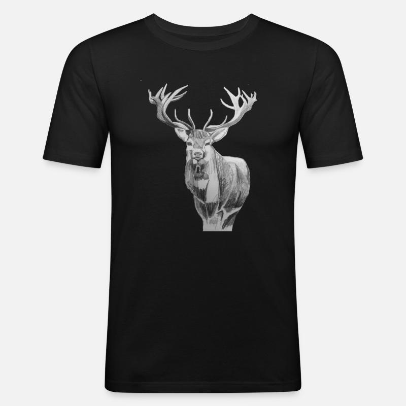 Hirsch, Tracht, Jagd - Männer Slim Fit T-Shirt - Schwarz