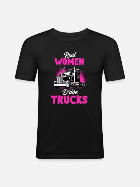 Truck Driver Trucker Woman Truck Gift - Men's Slim Fit T-Shirt - black