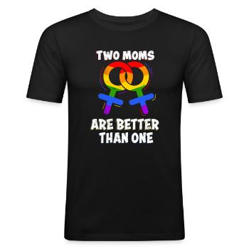 Zwei Mütter sind besser als eine Lesben Lesbisch - Männer Slim Fit T-Shirt - Schwarz - Vorne - Nik (191cm)