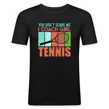 Lustiger Tennistrainer Tennis Spruch Trainer Witz - Männer Slim Fit T-Shirt - Schwarz - Vorne - Nik (191cm)