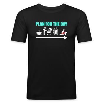 Kaffee Bier Grillen Sex Tagesplanung Männer Plan - Männer Slim Fit T-Shirt - Schwarz - Vorne - Nik (191cm)