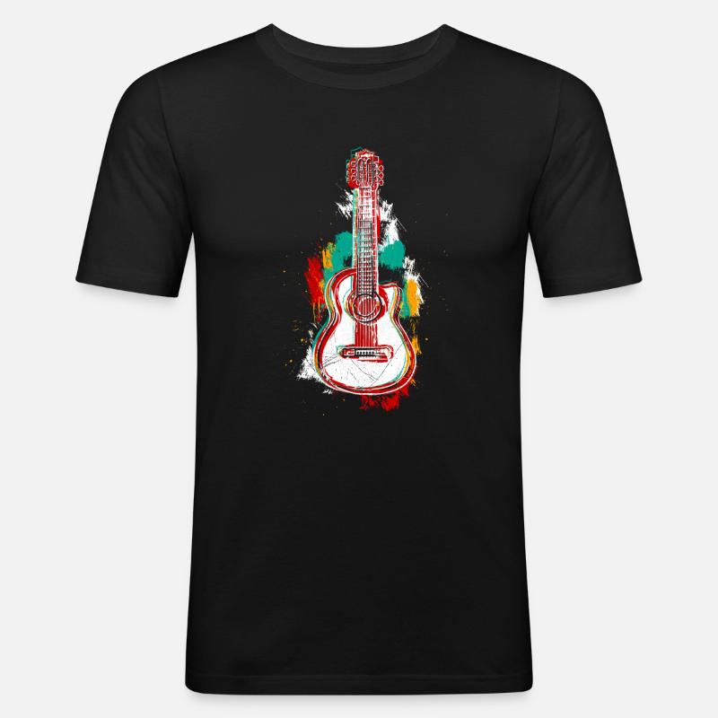 Muzyk Gitara akustyczna Gitara elektryczna Gitarzysta - Obcisła koszulka męska - czarny