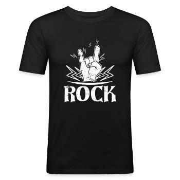 Rockmusik Rocker Handzeichen Symbol Hand - Männer Slim Fit T-Shirt - Schwarz - Vorne - Nik (191cm)