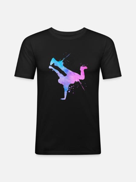 Street Art Breakdancer moderne abstrakt kunst - Herre Slim Fit T-Shirt - sort