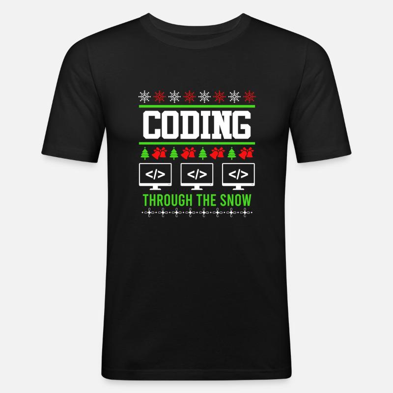 Programmeur Noël Ugly Christmas Coding - T-shirt près du corps Homme - noir