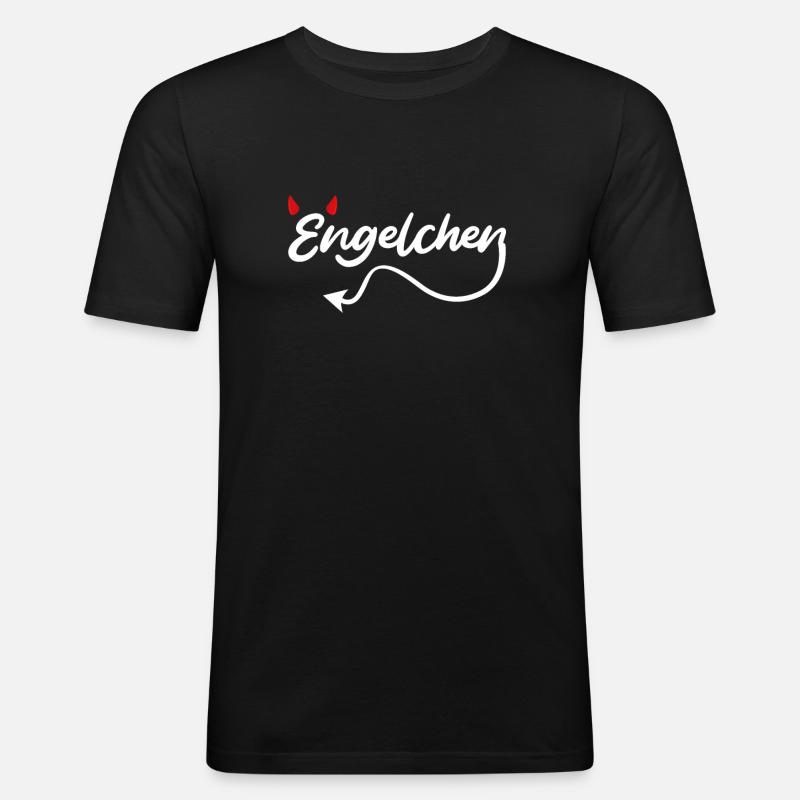 Engel oder Teufel Engelchen Teufelchen - Männer Slim Fit T-Shirt - Schwarz