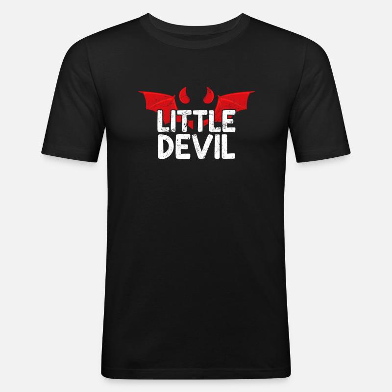 Little Devil Teufel Teufelchen Satan - Männer Slim Fit T-Shirt - Schwarz