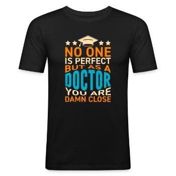 Docteur 2022 thèse de doctorat presque parfaite - T-shirt près du corps Homme - noir - Devant - Nik (191cm)
