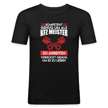 Meisterprüfung bestanden KFZ Meister - Männer Slim Fit T-Shirt - Schwarz - Vorne - Nik (191cm)