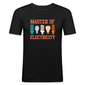 Meisterschule Elektriker Meister Meisterprüfung - Männer Slim Fit T-Shirt - Schwarz - Vorne - Nik (191cm)
