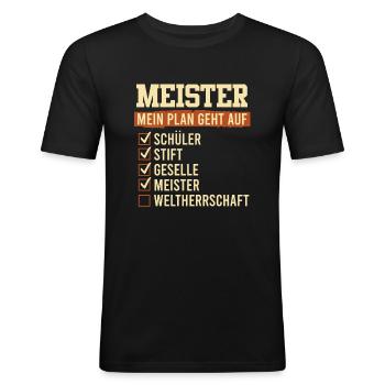 Meisterschule absolviert Meisterprüfung bestanden - Männer Slim Fit T-Shirt - Schwarz - Vorne - Nik (191cm)