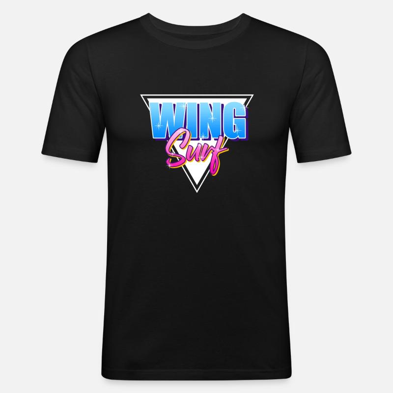 Wing Surf Wingfoil - Männer Slim Fit T-Shirt - Schwarz