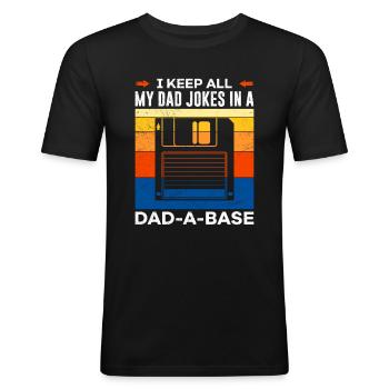 Jeg opbevarer alle mine far-vittigheder i en far-en-base Papa Witze - Herre Slim Fit T-Shirt - sort - Foran - Nik (191cm)