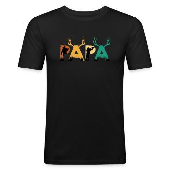 Jagd Papa Jäger - Männer Slim Fit T-Shirt - Schwarz - Vorne - Nik (191cm)