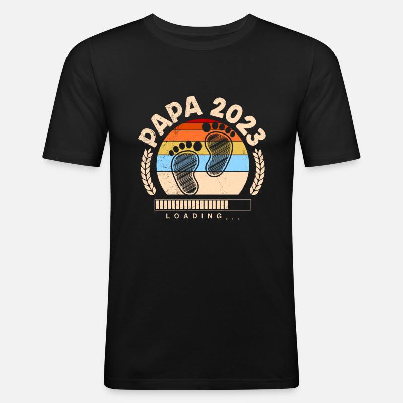 Papa 2023 loading Werdender Papa - Männer Slim Fit T-Shirt - Schwarz