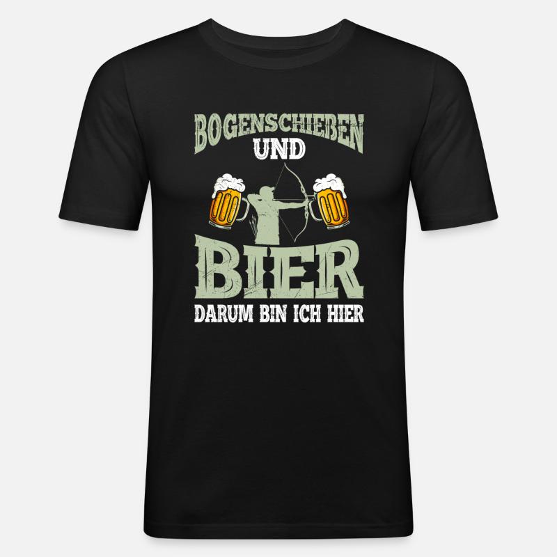 Bogenschießen und Bier Männer - Männer Slim Fit T-Shirt - Schwarz
