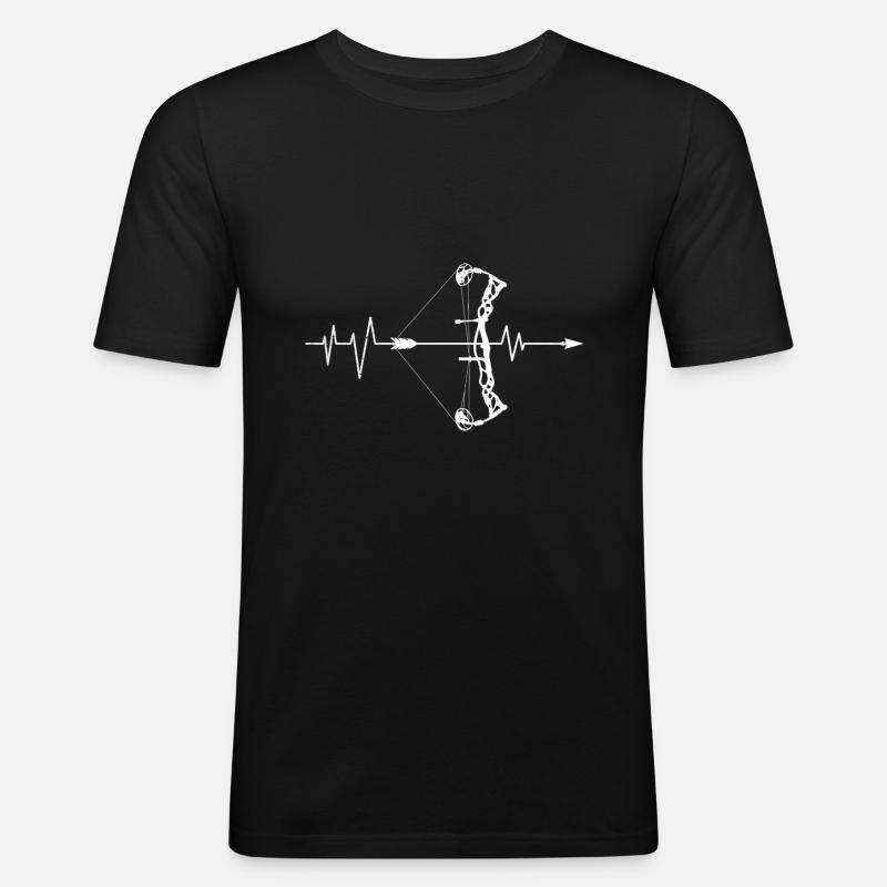 Bogenschütze Compoundbogen Herzschlag EKG - Männer Slim Fit T-Shirt - Schwarz