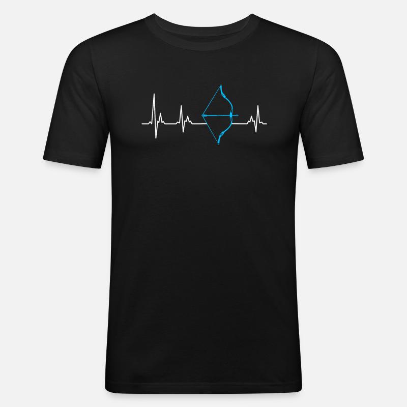 Langbogen Herzschlag Bogenschießen - Männer Slim Fit T-Shirt - Schwarz