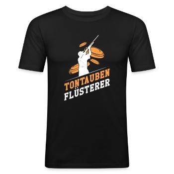 Tontauben Flüsterer Tontaubenschießen - Männer Slim Fit T-Shirt - Schwarz - Vorne - Nik (191cm)