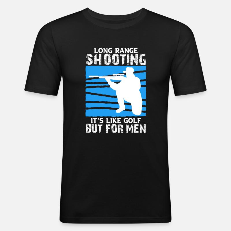 Long Range Shooting - Männer Slim Fit T-Shirt - Schwarz