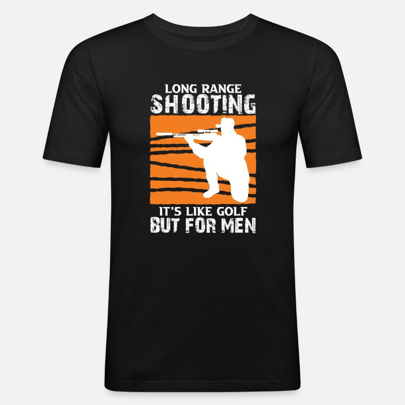 Long Range Shooting - Männer Slim Fit T-Shirt - Schwarz