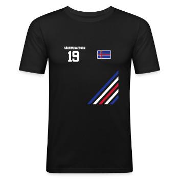 Sauftrikot Island Saufwunderson - Männer Slim Fit T-Shirt - Schwarz - Vorne - Nik (191cm)