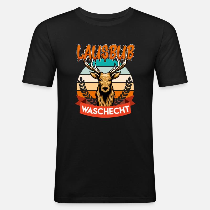 Waschechter Lausbub Bayer Trachtenshirt - Männer Slim Fit T-Shirt - Schwarz