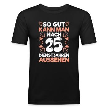 Dienstjubiläum 25 Jahre Arbeitsjubiläum 25 Jahre - Männer Slim Fit T-Shirt - Schwarz - Vorne - Nik (191cm)