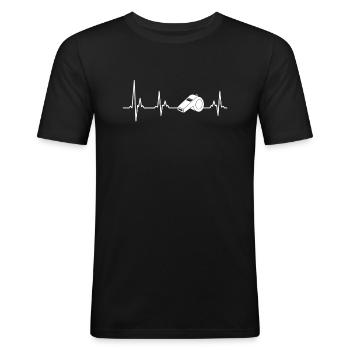 Pfeife Schiedsrichter Schiri - Männer Slim Fit T-Shirt - Schwarz - Vorne - Nik (191cm)