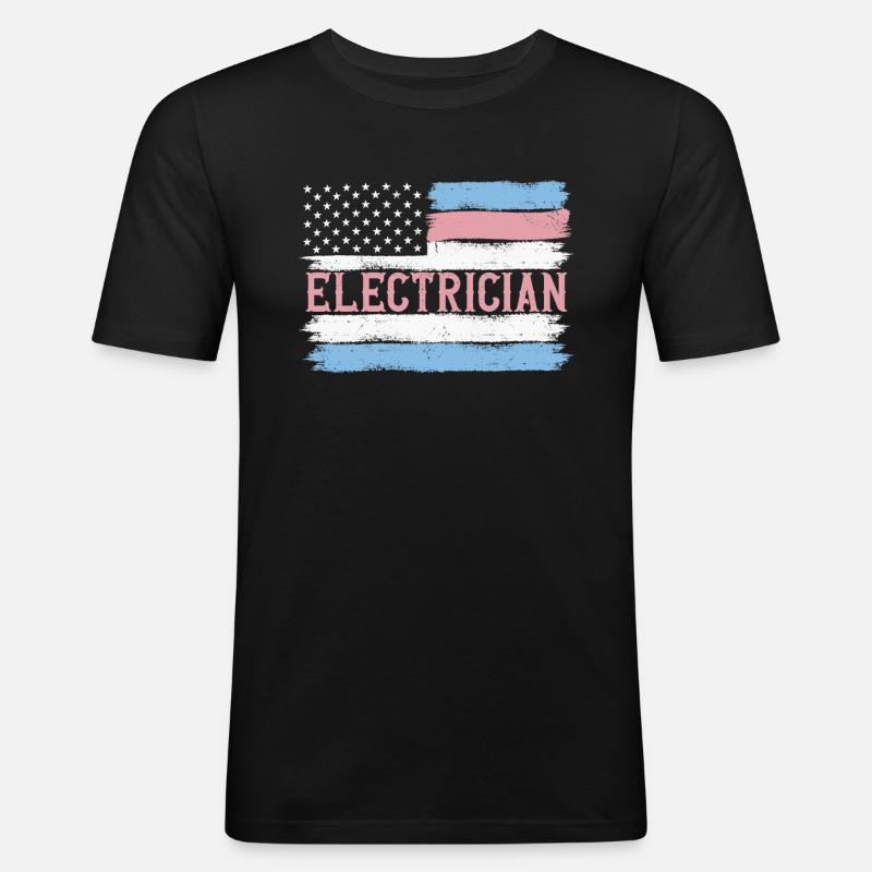 US Pride Lineman Electronics Technician Gift Idea - Men's Slim Fit T-Shirt - black