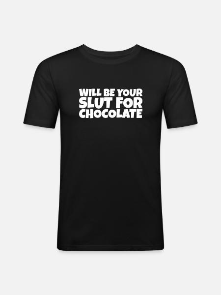 Adult Humor Ironic Perv Chocolate Lover Gift - Men's Slim Fit T-Shirt - black
