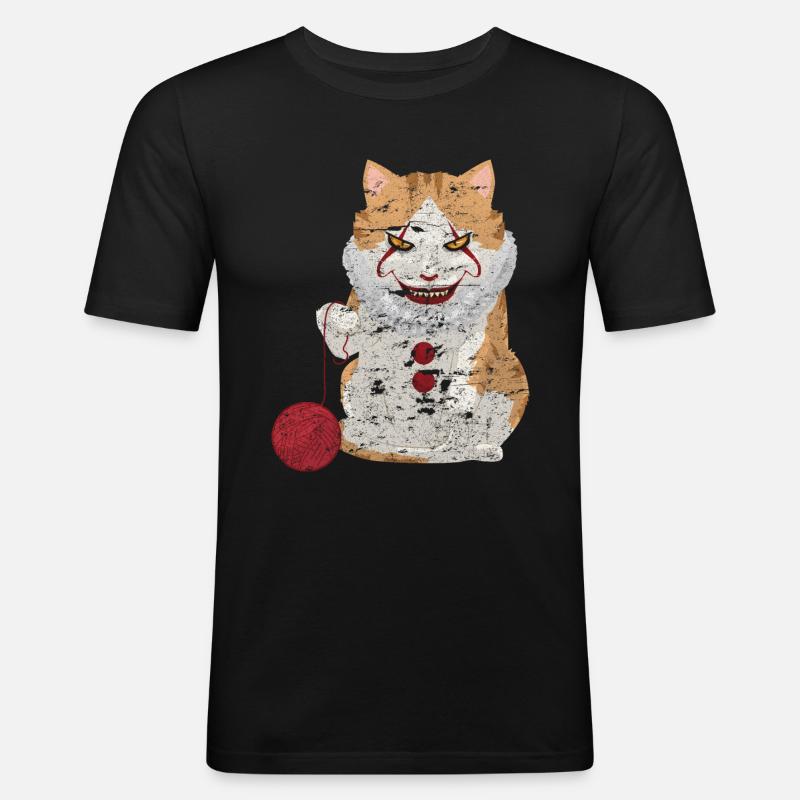 Halloween Horror Katze - Männer Slim Fit T-Shirt - Schwarz