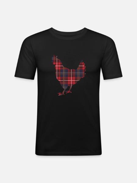 Chicken Plaid Tartan - Men's Slim Fit T-Shirt - black