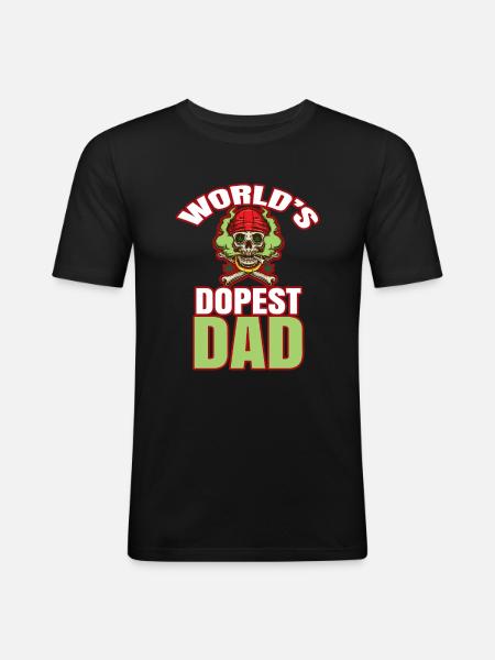 World's Dopest Dad - Männer Slim Fit T-Shirt - Schwarz