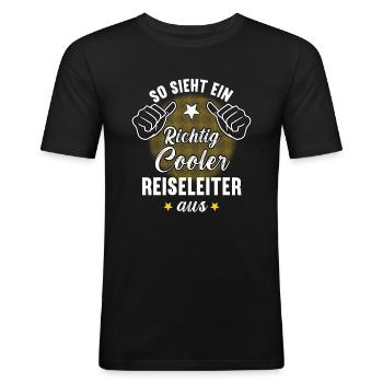 So Sieht Ein Richtig Cooler Reiseleiter aus - Männer Slim Fit T-Shirt - Schwarz - Vorne - Nik (191cm)
