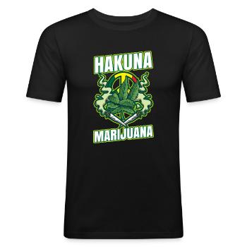 Hakuna Marijuana Drôle De Weed Fumer Pothead THC - T-shirt près du corps Homme - noir - Devant - Nik (191cm)