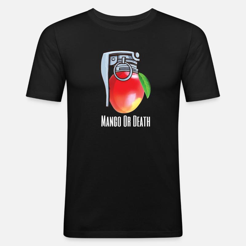 Mango eller dødsfruktelsker prank sitat - Slim Fit T-skjorte for menn - svart