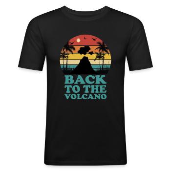 Retour à Volcano-Lava-Migration-Montagne-Feu-Magma - T-shirt près du corps Homme - noir - Devant - Nik (191cm)