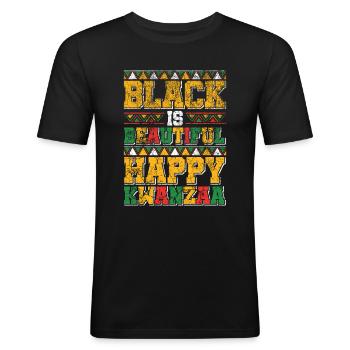 Black is beautiful cheerful Kwanzaa Imani faith - Men's Slim Fit T-Shirt - black - Front - Nik (191cm)