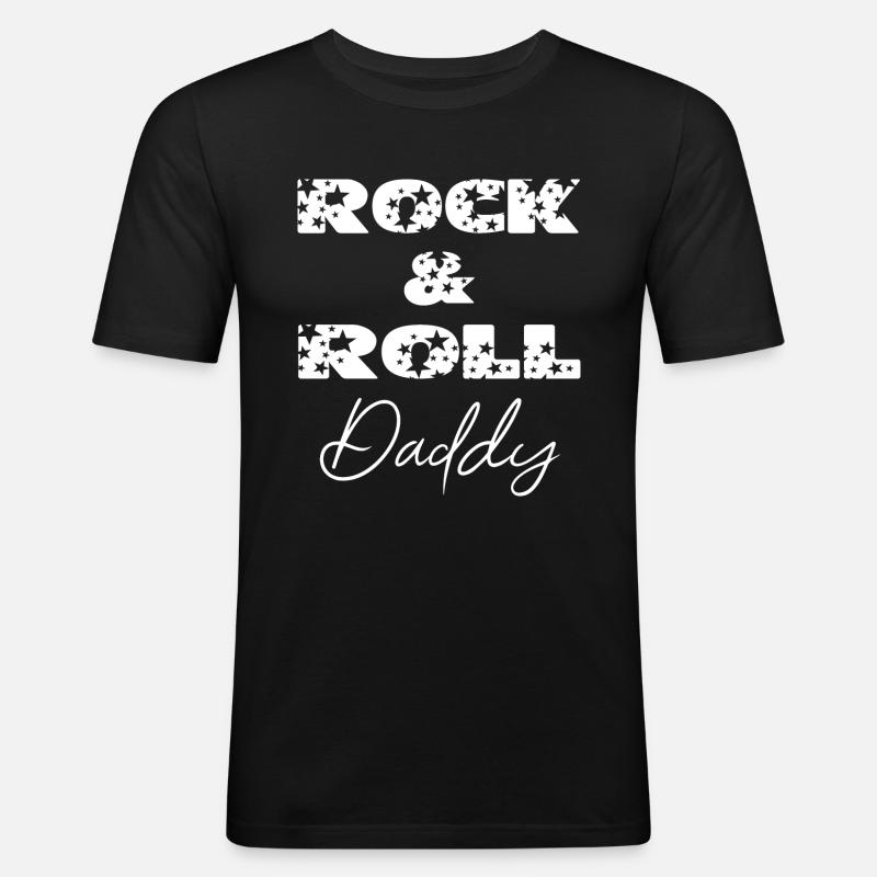 Rock 'n' Roll Daddy - Männer Slim Fit T-Shirt - Schwarz