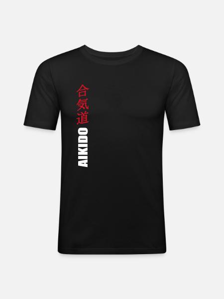 Aikido - Männer Slim Fit T-Shirt - Schwarz