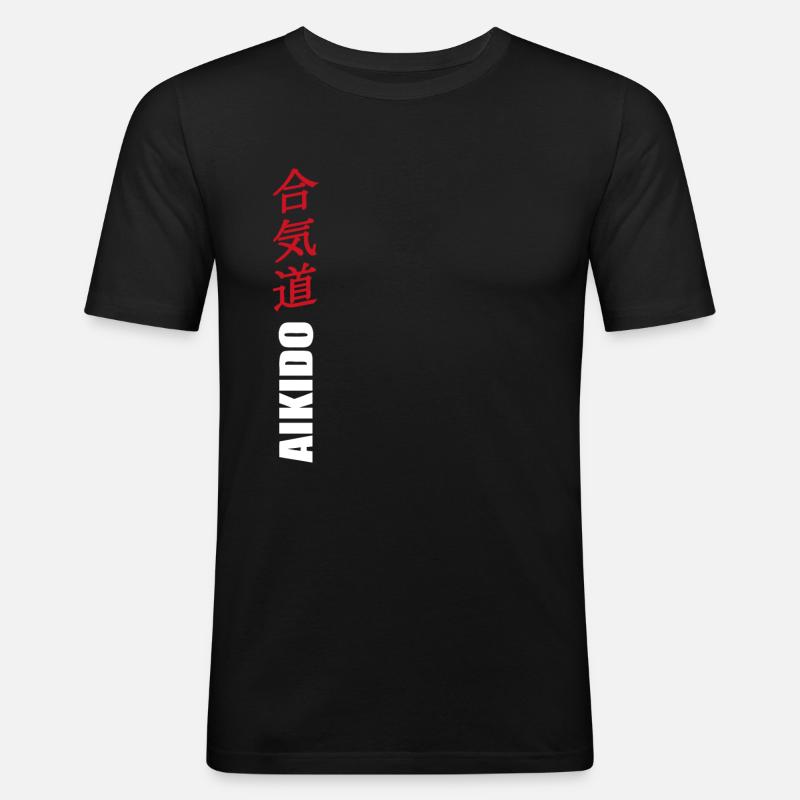 Aikido - Männer Slim Fit T-Shirt - Schwarz