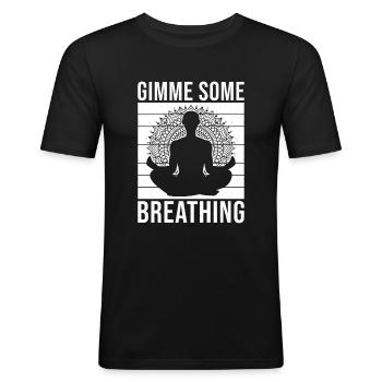 Pilates Enthusiasts Gimme Some Breathing Pilates - Men's Slim Fit T-Shirt - black - Front - Nik (191cm)
