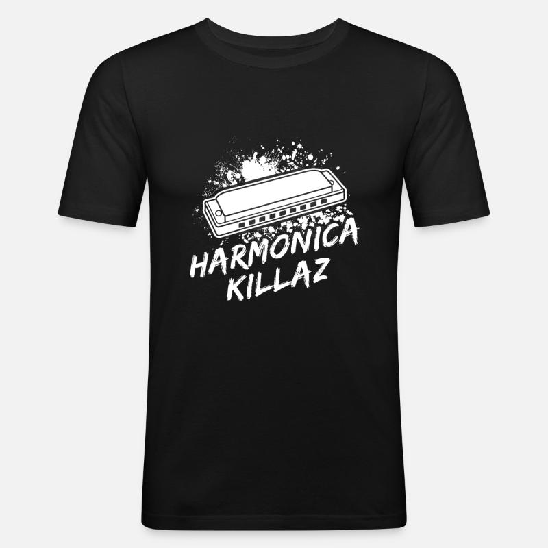 Harmonica Musican Killaz Harmonica - Männer Slim Fit T-Shirt - Schwarz